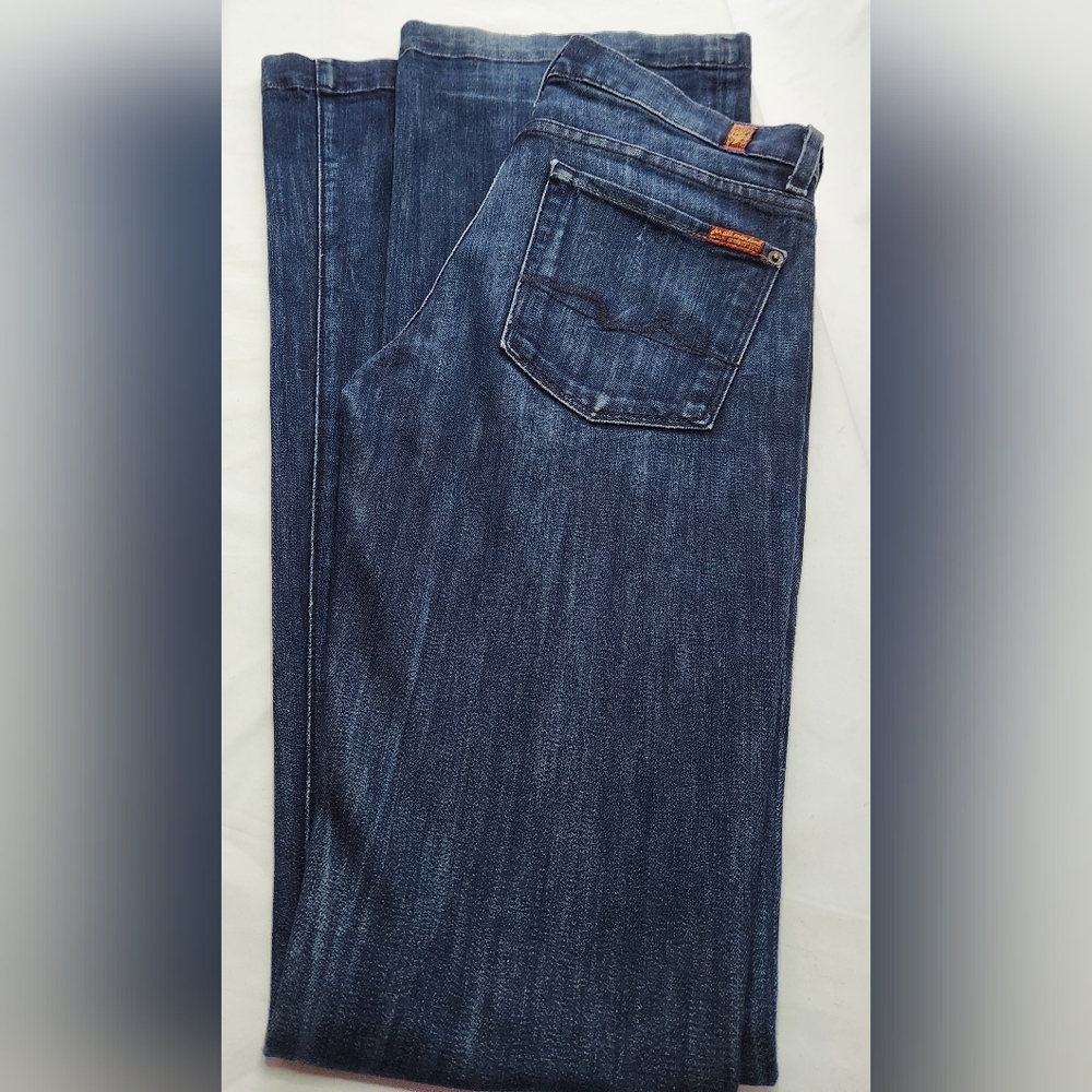7 For All Mankind Dark Blue Flare Jeans - Picture 3 of 13